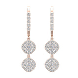 Cushion Diamond Dangle Earrings Dainty Drop Style 14K Gold 1.10 ct-I,I1 - Rose Gold