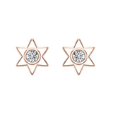Diamond Earrings Star Shape 6-point Studs Bezel Settings 10K Gold-J,SI2-I1 - Rose Gold