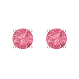 2.00 carat Pink Tourmaline Gemstone Stud Earrings 14K Gold Round Cut - Rose Gold