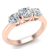 Round Diamond Three Stone Anniversary Wedding Ring in 14K Gold-G,VS2 - Rose Gold