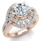 2.33 Ct Twirl Diamond Engagement Ring with Channel Set Diamonds 14K Gold G,SI - Rose Gold