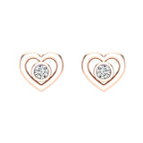 Diamond Earrings Heart Shape Studs Bezel Settings 10K Gold-J,SI2-I1 - Rose Gold