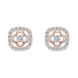 14K Gold Diamond Stud Earrings Cushion Shape 0.67 carat-G,SI - Rose Gold