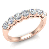 1.00 cttw 7 Stone Diamond Wedding Band Ring 18K Gold-G,VS - Rose Gold