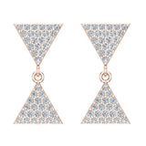 Diamond Dangle Earrings Triangle Pattern Cluster Hour-glass Look 14K Gold 0.63 ctw-G,SI - Rose Gold