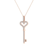 0.36 ct Key to your Heart Diamond Necklace 14K Gold-G,I1 - Rose Gold