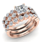 Princess Cut 2.07 Ct Shared-Prong Band Wedding Bridal Ring Set 18K Gold-G,VS - Rose Gold