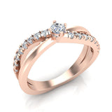 Minimalist Twin Shank Promise Diamond Ring 14K Gold 0.40 CT-G,I1 - Rose Gold
