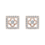 18K Gold Diamond Stud Earrings Square Shape 0.88 carat (G,VS) - Rose Gold