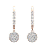 Circle Diamond Dangle Earrings Dainty Drop Style 14K Gold 1.31 ct-G,SI - Rose Gold