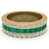 Men's Wedding Rings Emerald Gemstone rings 14K Solid Gold 2.67 cttw - Yellow Gold