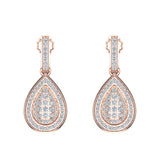 Statement Diamond Drop Earrings Luscious Pear Drop 14K Gold (G,SI) - Rose Gold