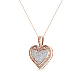 0.56 ct tw Pave-Set Heart Diamonds Necklace 18K Gold(G,VS) - Rose Gold