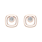 Diamond Earrings Cushion shaped 10K Gold Stud Earrings Bezel 0.10 carat-J,SI2-I1 - Rose Gold