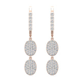 Oval Diamond Dangle Earrings Dainty Drop Style 14K Gold 1.10 ct-I,I1 - Rose Gold