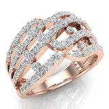 Waves Diamond Rings Anniversary gift for her 14K Gold 1 carat tw (G,SI) - Rose Gold