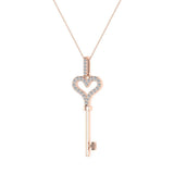 0.27 ct Key to your Heart Diamond Necklace 18K Gold-G,SI - Rose Gold