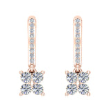 Diamond Cluster Dangle Diamond Earrings 14K Gold (I,I1) - Rose Gold