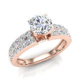 Two Row Solitaire Diamond Engagement Ring 18K Gold 1.30 ctw-G,VS - Rose Gold