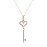 0.36 ct Key to your Heart Diamond Necklace 18K Gold-G,SI - Rose Gold