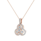14K Gold Necklace Three stone Diamond Loop Pendant-SI - Rose Gold