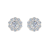 Diamond Stud Earrings Round brilliant Halo 14K Gold 0.75 ct-G,SI - Rose Gold