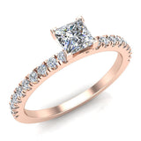 Petite Engagement Rings for Women Princess Diamond 18K Gold 0.65 ct-SI - Rose Gold