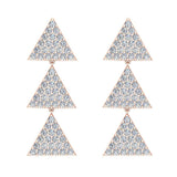 14k Triangle Diamond Chandelier Earrings Waterfall Style 0.95 ct-G,SI - Rose Gold