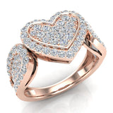 1.00 Ct Diamond Heart Promise Ring 14K Gold (G,SI) - Rose Gold