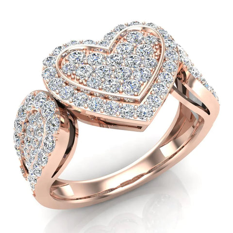 1.00 Ct Diamond Heart Promise Ring 18K Gold (G,VS)