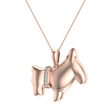 18K Gold Necklace Diamond Dog Pendant 0.10 Carat Total Weight-G,VS - Rose Gold