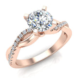 Twisting Infinity Diamond Engagement Ring 18K Gold 0.88 ct-G,SI - Rose Gold