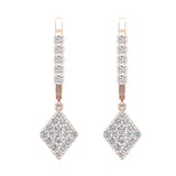 Kite Diamond Dangle Earrings Dainty Drop Style 14K Gold 0.75 ct-I,I1 - Rose Gold