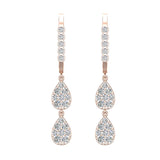 Teardrop Diamond Dangle Earrings Dainty Drop Style 14K Gold 0.92 ct-G,SI - Rose Gold