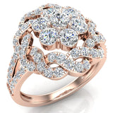 1.40 ct Braided Halo Split Shank with Illusion Solitaire Cluster Ring 14K Gold-G,SI - Rose Gold