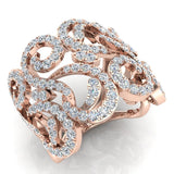 1.27 Ct Fashion Band Filigree Diamond Cocktail Ring 18K Gold-G,VS - Rose Gold