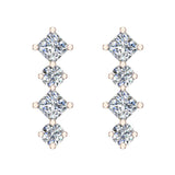 Simplistic Square and Dot Motif Dangle Diamond Earrings 18K Gold 1.64 ct-G,VS - Rose Gold