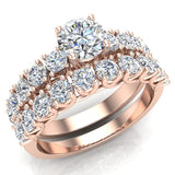 Trellis Round Diamond Wedding Ring Set 2.05 ctw 14K Gold (G,I1) - Rose Gold