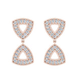 Minimalist Triangle Motif Diamond Dangle Earrings 14K Gold 0.60 ct-G,SI - Rose Gold