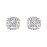 Cushion Cluster Diamond Stud Earrings 0.48 ct 14K Gold-I,I1 - Rose Gold