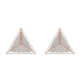 Diamond Stud Earrings Triangle Pyramid Diamond Earrings 14K Gold-I,I1 - Rose Gold