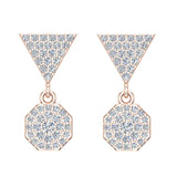 Hexagon Diamond Dangle Earrings 14K Gold-G,SI - Rose Gold