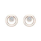 Diamond Earrings Circle Shape Studs Bezel Settings 10K Gold-J,SI2-I1 - Rose Gold