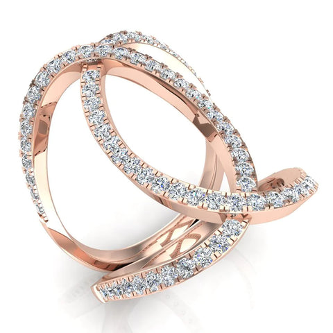 0.66 Ct Marquise Twirl Elongated Knuckle Cocktail Ring 14K Gold (I,I1) - Rose Gold