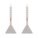Triangle Diamond Dangle Earrings Dainty Drop Style 14K Gold 0.50 ct-G,SI - Rose Gold