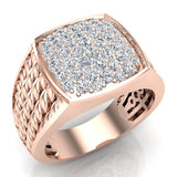 1.00 ct Cushion Pave set Diamond Ring 14K Gold (I,I1) - Rose Gold
