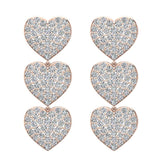 Heart Diamond Chandelier Earrings Waterfall Style 14K Gold-I,I1 - Rose Gold