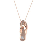 Flip Flop Sandals Diamond Charm Necklace 14K Solid Gold 0.04 ctw-L,I2 - Rose Gold