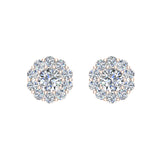 Diamond Stud Earrings Round brilliant Halo 14K Gold 0.75 carat-G,I1 - Rose Gold