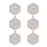 Hexagon Diamond Chandelier Earrings Waterfall Style 14K Gold-G,SI - Rose Gold